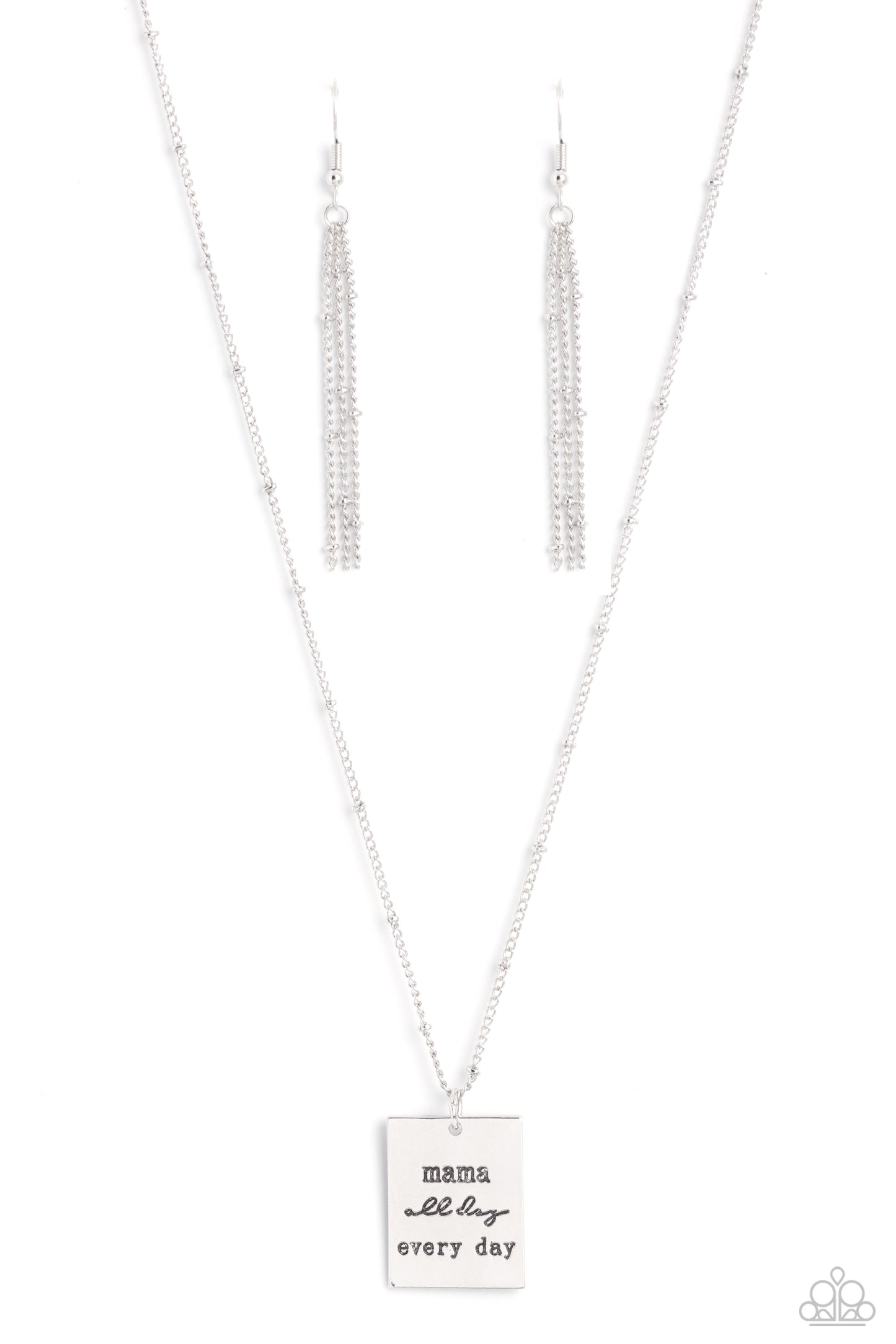 Mama MVP Paparazzi Accessories Necklace with Earrings - Silver