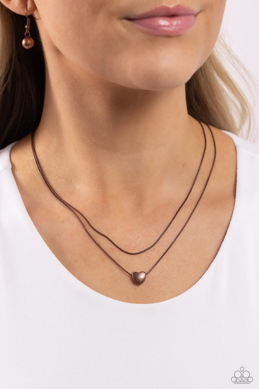 Sweetheart Series Paparazzi Accessories Necklace with Earrings Copper