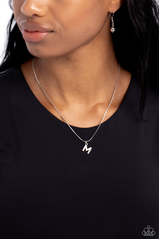 Seize the Initial Paparazzi Accessories Necklaces with Earrings - Silver - M