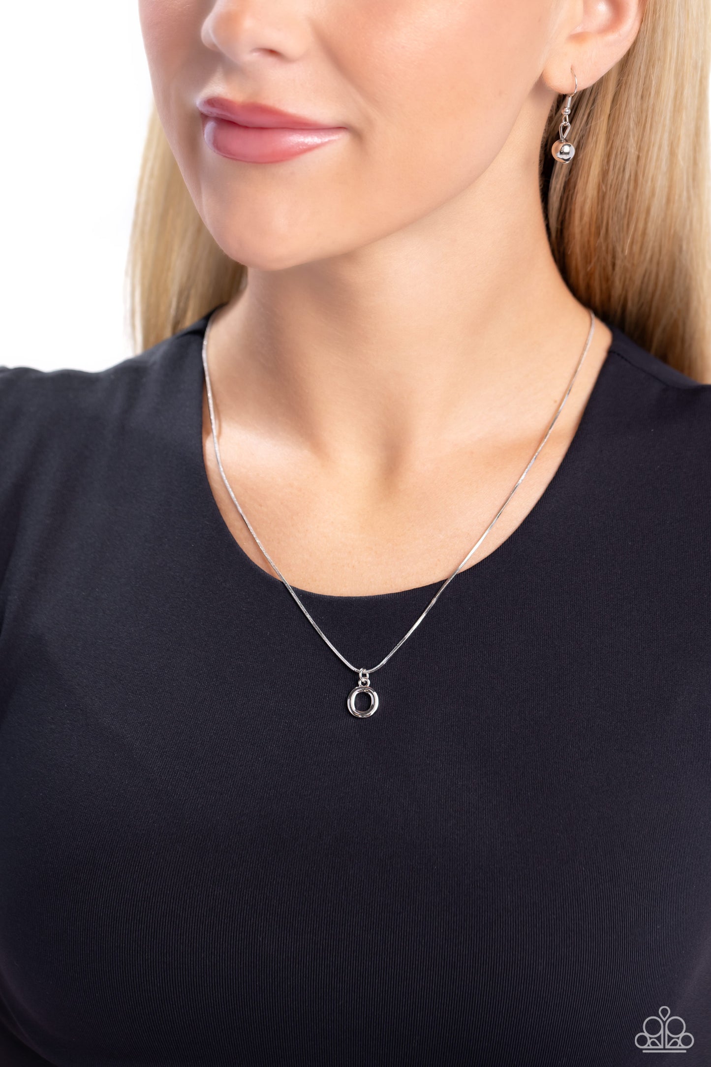 Seize the Initial Paparazzi Accessories Necklaces with Earrings - Silver - O