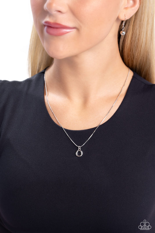 Seize the Initial Paparazzi Accessories Necklaces with Earrings - Silver - O