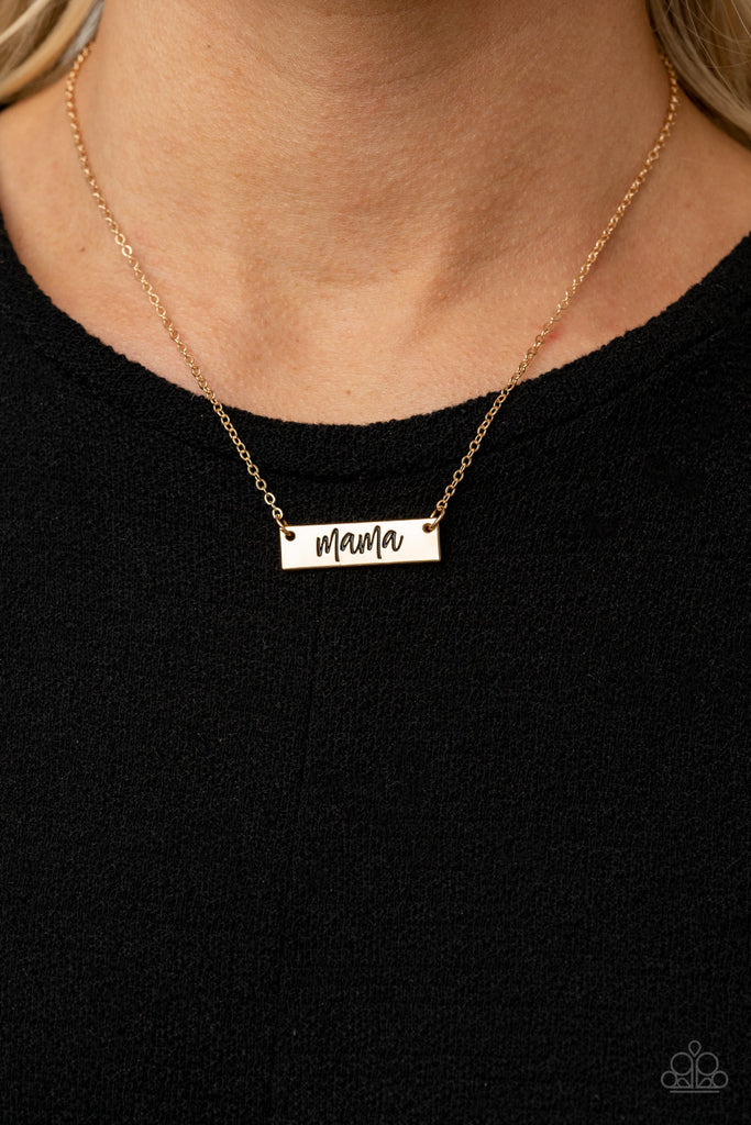 Blessed Mama Paparazzi Accessories Necklace with Earrings Gold