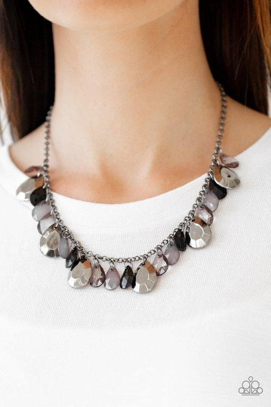 Hurricane Season Paparazzi Accessories Necklace with Earrings Black